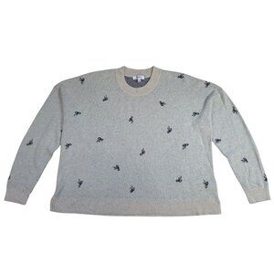 Madewell Bow Print Sweater Medium Cashmere Blend Soft Knit Pullover.